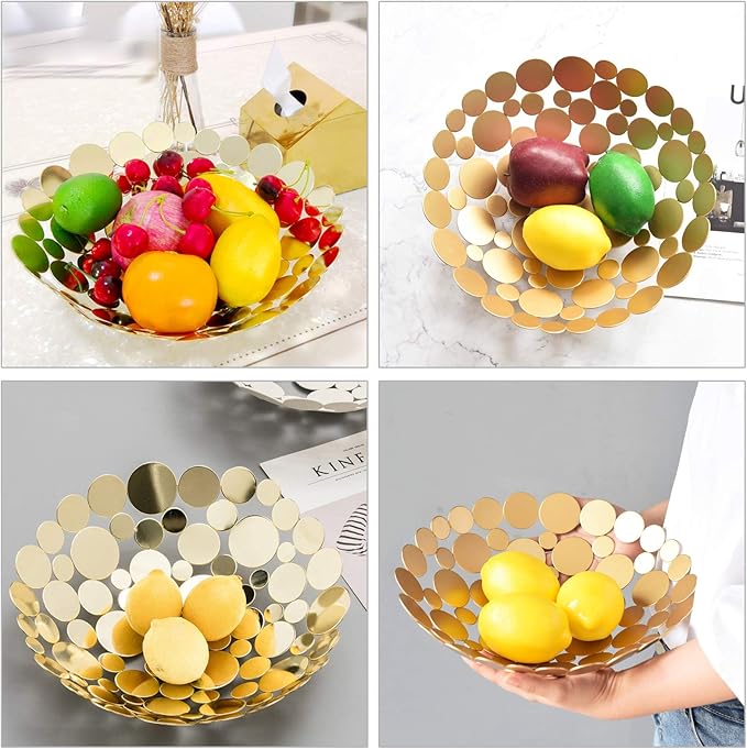 Luxury - style Golden Circular - spliced Fruit Bowl - The Focal Point of Home Aesthetics