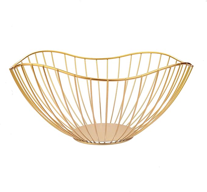 Luxury - style Golden Iron Fruit Basket, Decorate Your Quality Life