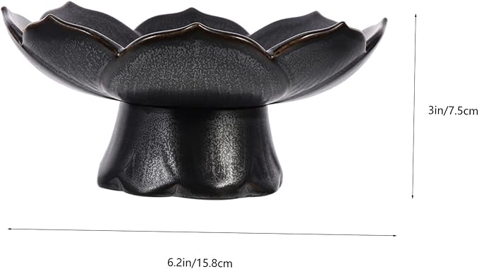 Zen - inspired Lotus Charm: Black Ceramic Lotus - shaped Fruit Bowl, Enjoy Elegant Moments