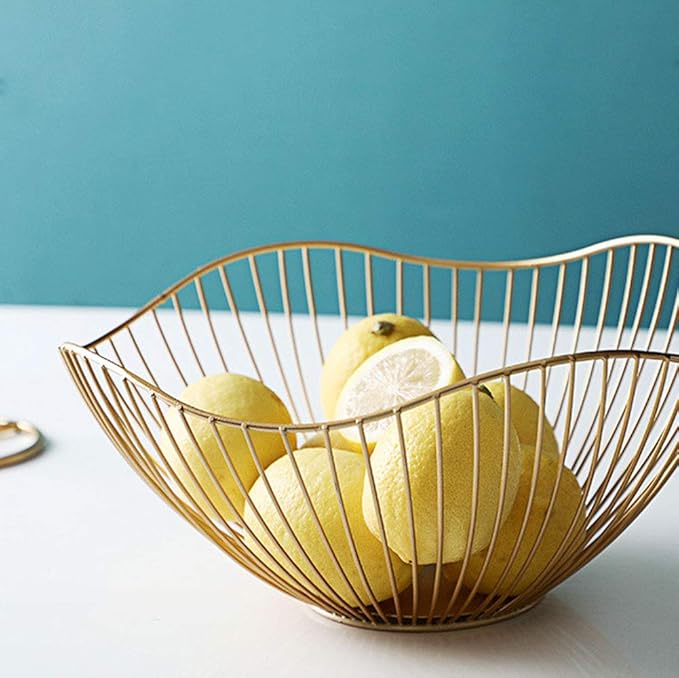 Luxury - style Golden Iron Fruit Basket, Decorate Your Quality Life
