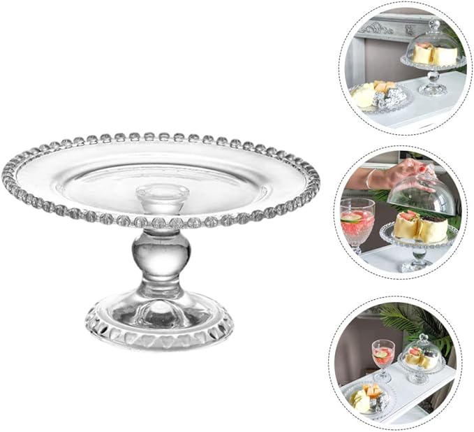 Glistening Brilliance: Transparent Glass Pedestal Fruit Bowl, Showcasing Elegant Taste