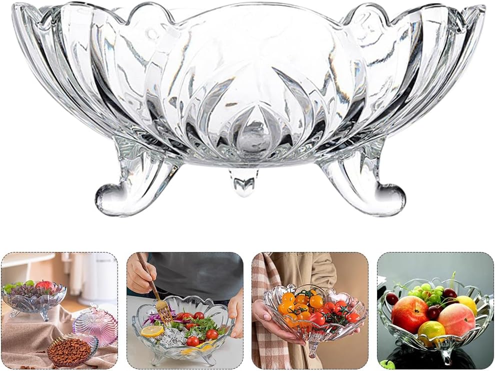 Brilliant Crystal Rhythm: Transparent Glass Lotus - shaped Fruit Bowl - Illuminate Home Refinement