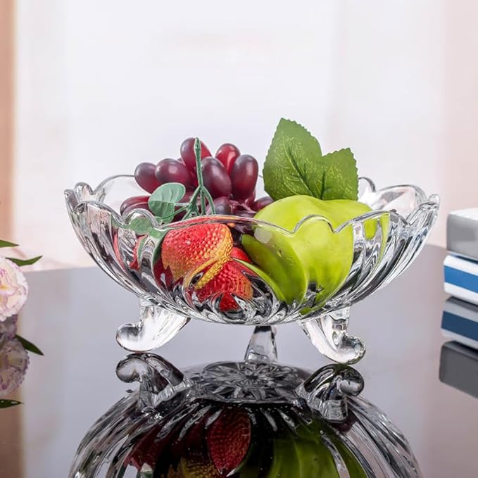 Brilliant Crystal Rhythm: Transparent Glass Lotus - shaped Fruit Bowl - Illuminate Home Refinement