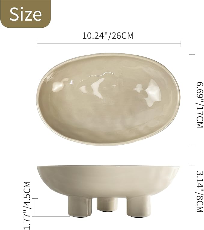 Simple and Elegant: Beige Three - legged Ceramic Fruit Bowl, Interpreting the Aesthetics of Life