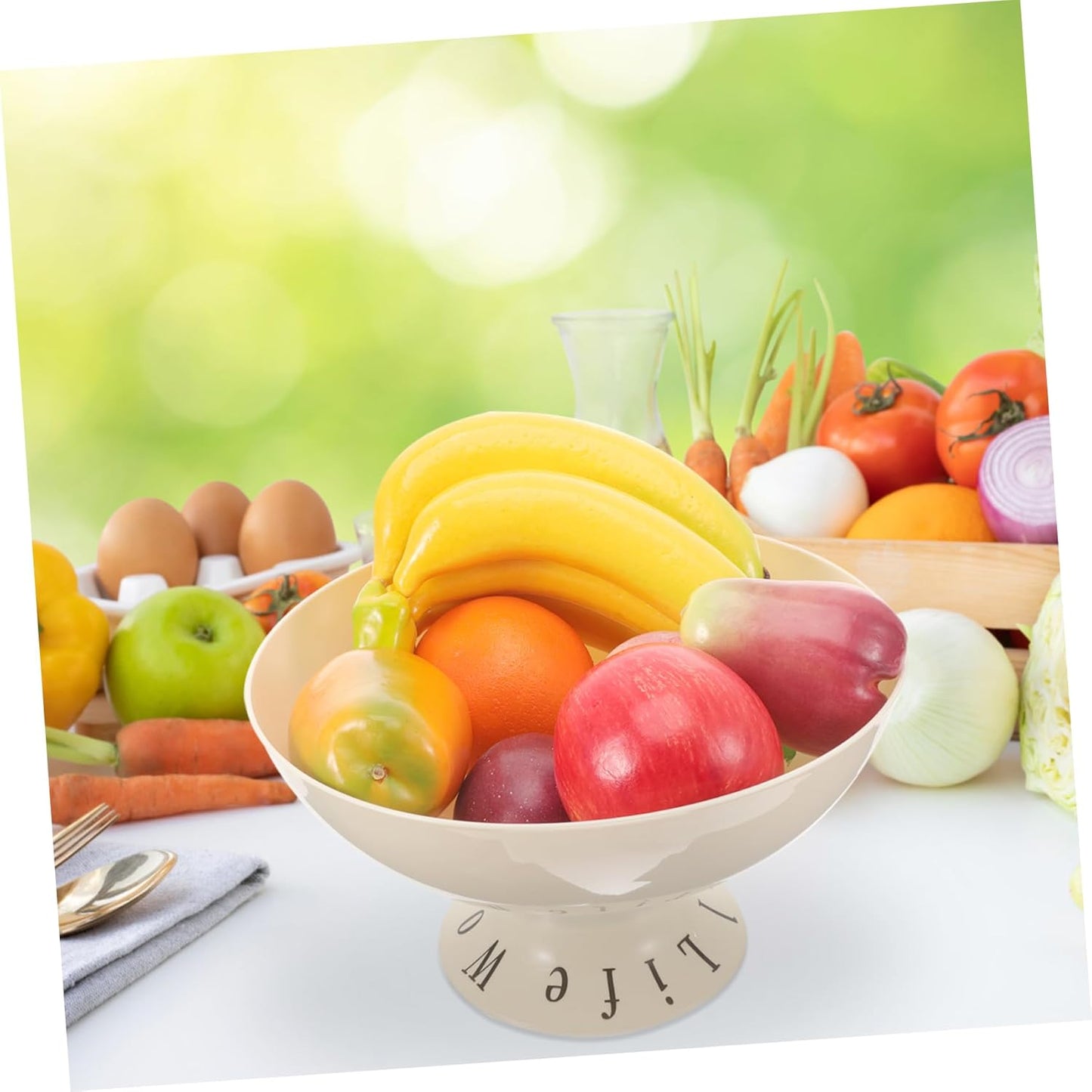 Simple Style: Off - white Ceramic Pedestal Fruit Bowl, Decorate Quality Life