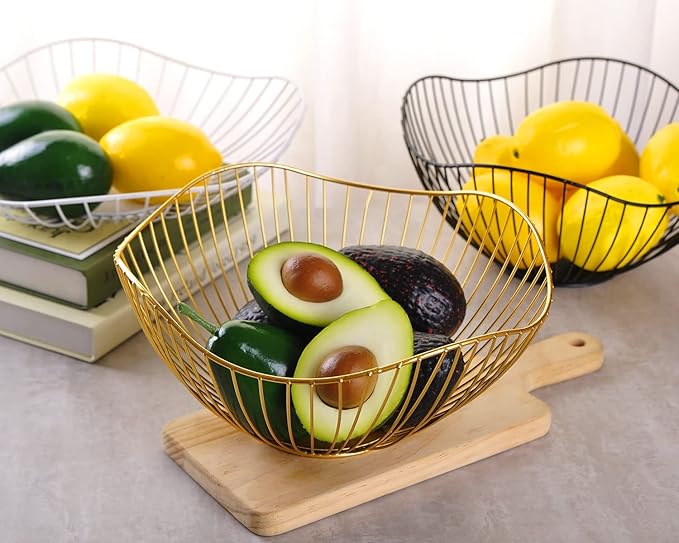 Luxury - style Golden Iron Fruit Basket, Decorate Your Quality Life