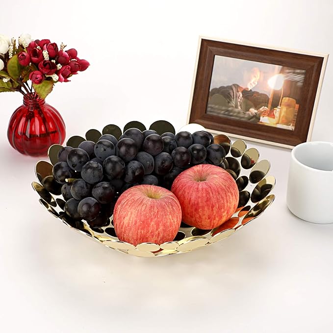 Luxury - style Golden Circular - spliced Fruit Bowl - The Focal Point of Home Aesthetics