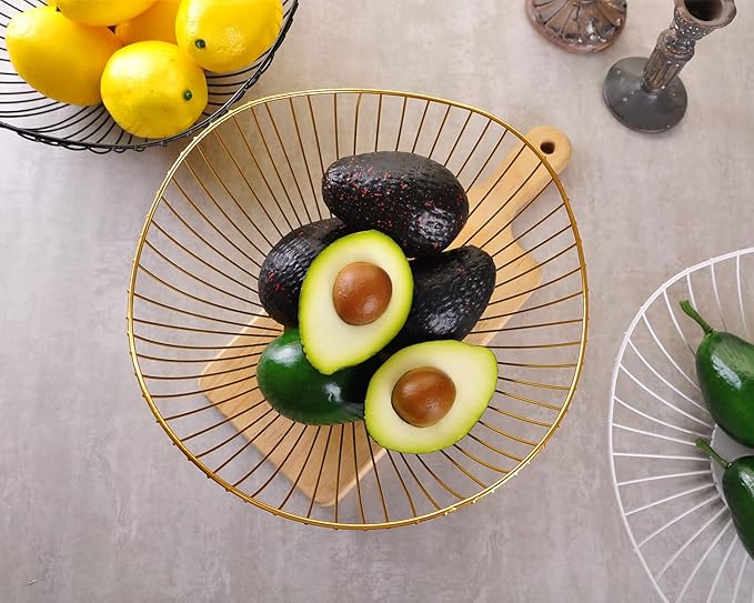 Luxury - style Golden Iron Fruit Basket, Decorate Your Quality Life