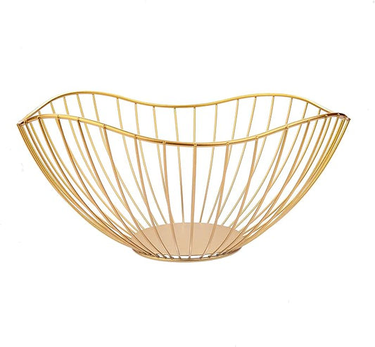 Luxury - style Golden Iron Fruit Basket, Decorate Your Quality Life