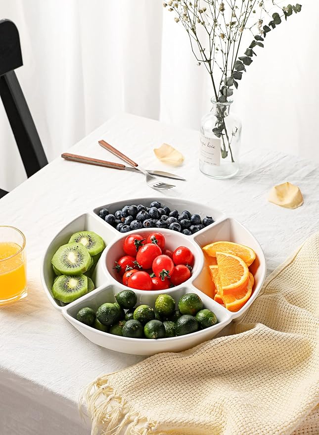 Minimalist - style White Divided Fruit Plate - A New Paragon of Storage Aesthetics